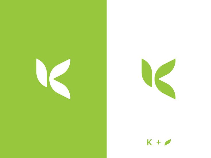 Concepto del logotipo: la K construida a partir de una hoja
