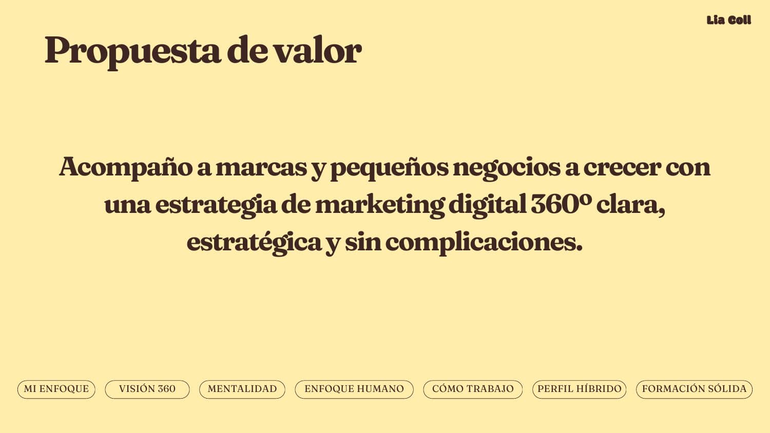 Propuesta de valor de Lia Coll
