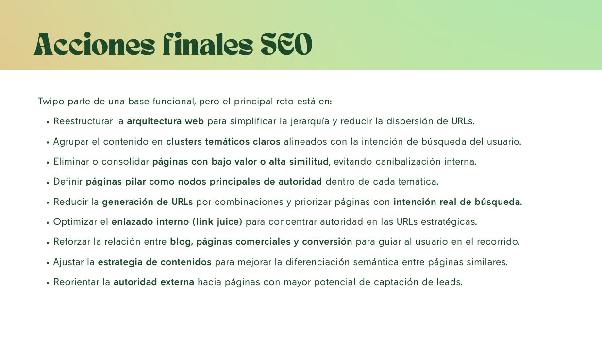 Acciones finales de SEO