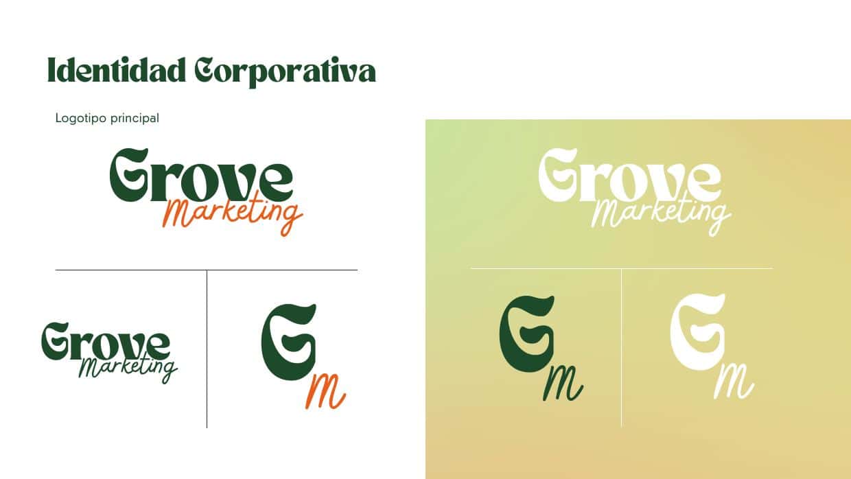 Identidad corporativa de Grove Marketing